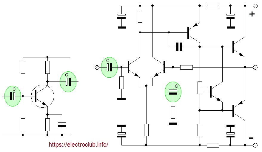 Примеры применения разделительных конденсаторов